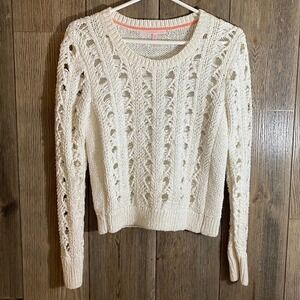 Victoria’s Secret White Distressed Knit Sweater